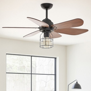 Ventilatore marrone a pale da soffitto con luce 13mq industriale