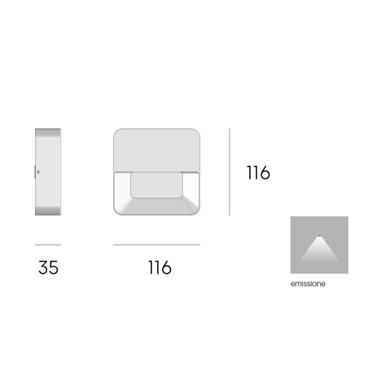 Segnapasso da esterno quadrato bianco led 6w 3000k ip65