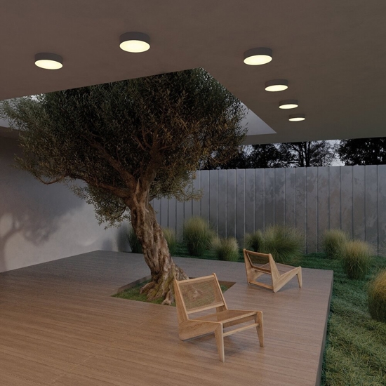 Maytoni zon ip plafoniera da esterno led 3000k ip65 rotonda nera