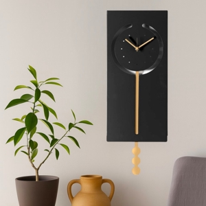 Orologio con pendolo da parete moderno nero e oro