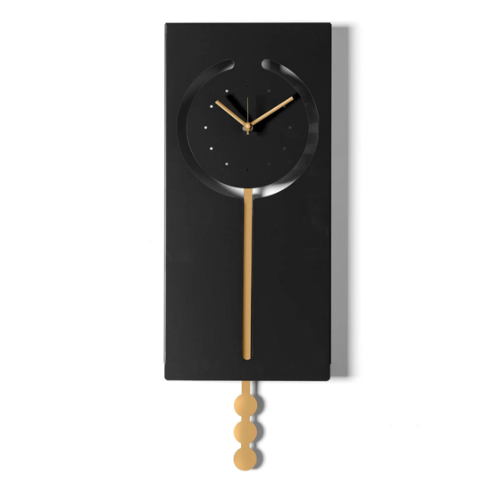 Orologio con pendolo da parete moderno nero e oro