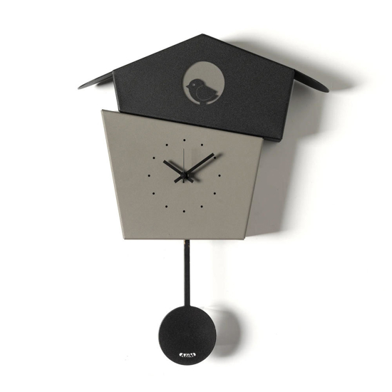 Orologio a pendolo da parete design uccellino nero e fango