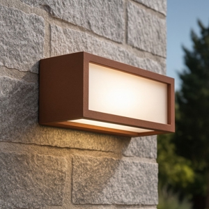 Applique da esterno corten marrone rettangolare moderna