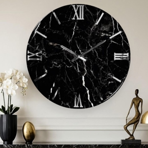 Orologio da parete buio 40cm effetto marmo nero moderno
