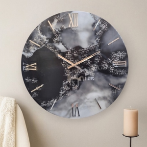 Visualizza i dettagli per Orologio da parete smoke 60cm design moderno nero bianco Orologio da parete smoke 60cm design moderno nero bianco