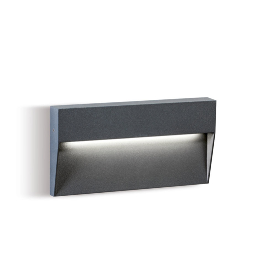 Segnapasso da parete rettangolare grafite led 6w 3000k ip65