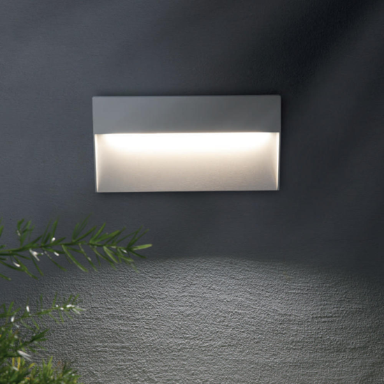 Segnapasso da parete rettangolare bianco per esterno led 6w 4000k