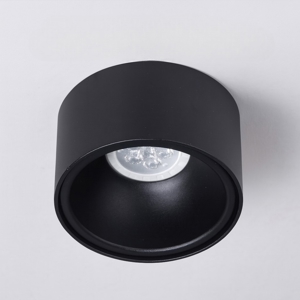 Faretto rotondo nero da incasso a soffitto sporgente fp