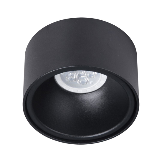Faretto rotondo nero da incasso a soffitto sporgente fp