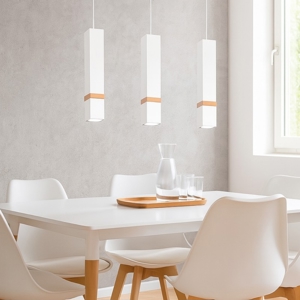 Lampadario per cucina moderna bianco legno fp