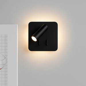 Perenz plug applique quadrata per comodino nero led 3000k orientabile