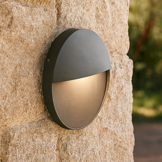 Segnapasso led rotondo grafite per esterno 3000k ip65