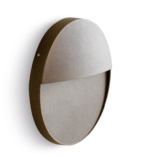 Segnapasso corten da esterno rotondo per parete led 6w 3000k