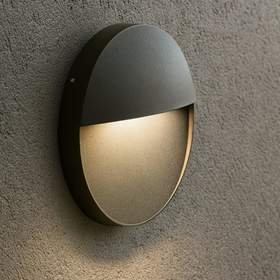 Segnapasso rotondo da parete per esterni grafite led 6w 4000k