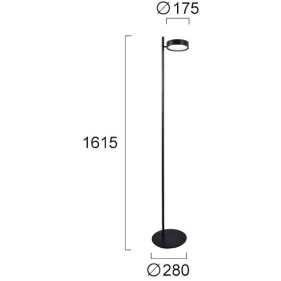 Lampada da terra nera led 28w 3000k dimmerabile orientabile fp