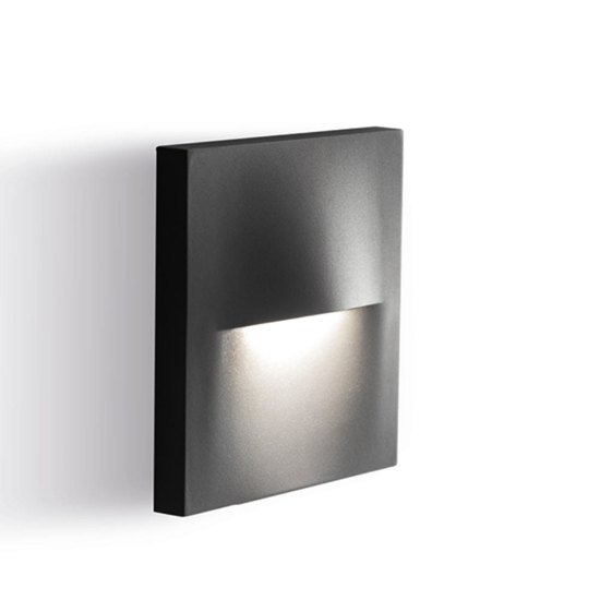 Segnapasso da esterno a parete led 3w 3000k quadrato grafite