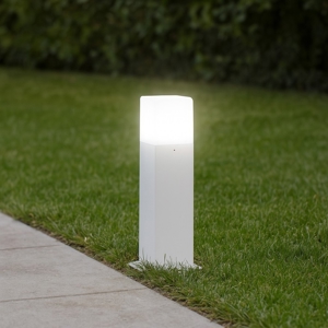 Lampioncino moderno da giardino bianco quadrato