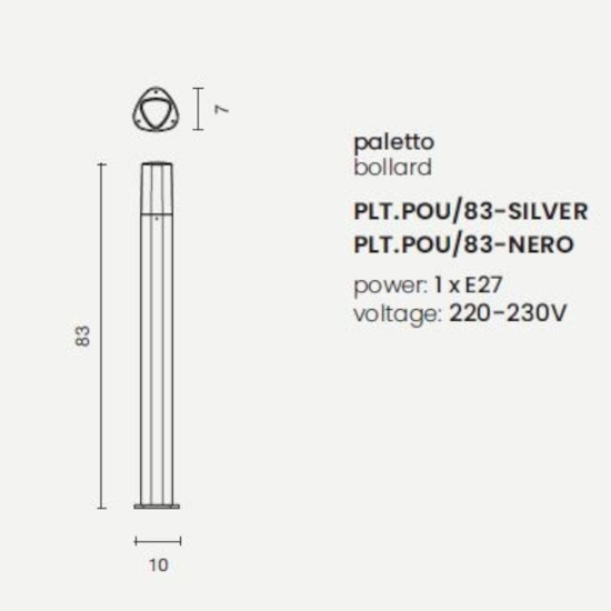 Plt pou ondaluce lampione da giardino h83cm ip44 grigio