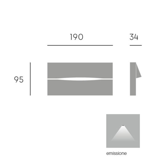 Segnapasso rettangolare per esterno a parete led 4w 3000k ip65