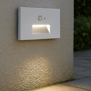 Segnapasso per esterni da incasso a parete bianco led cct con sensore crepuscolare
