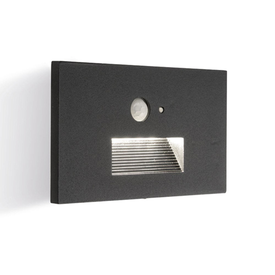 Segnapasso da esterno grafite led 3w cct incasso a parete con sensore crepuscolare