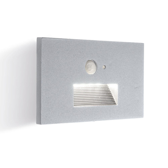 Segnapasso da incasso a parete per esterno grigio led cct con sensore crepuscolare