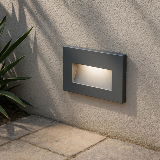 Segnapasso da esterno a incasso a parete grafite led 3w 3000k