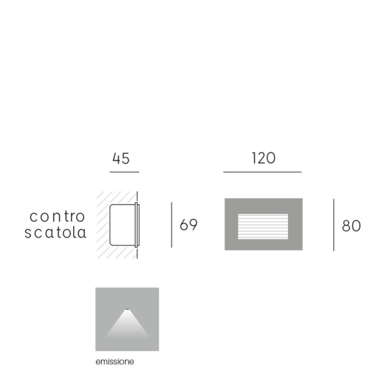 Segnapasso per esterno a incasso parete grafite led 3w 3000k