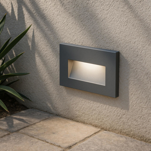 Segnapasso da incasso a parete led 3w 4000k da esterno grafite ip65