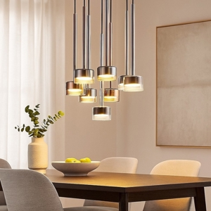 Lampadario per soggiorno moderno 8 luci vetri multicolor