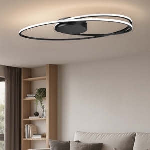 Plafoniera design moderna led 3000k nera ovale per soggiorno