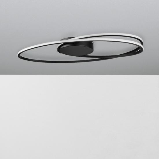 Plafoniera design moderna led 3000k nera ovale per soggiorno