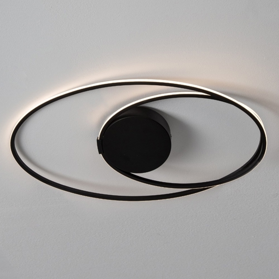 Plafoniera design moderna led 3000k nera ovale per soggiorno