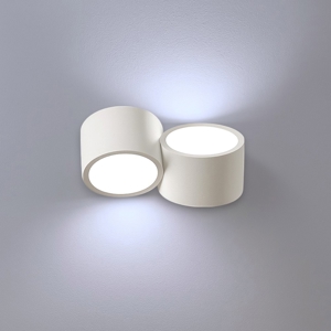 Applique di gesso bianco due luci rotonde sforzin nasso