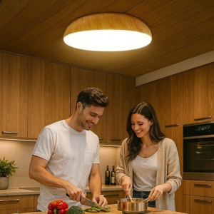 Plafoniera wood per cucina moderna 50cm effetto legno