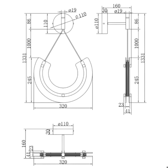 Maytoni maya applique da parete pendente in vetro led 3000k