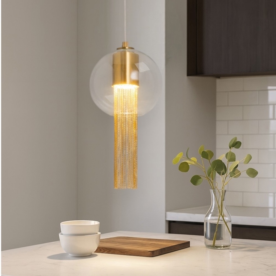 Maytoni flusso lampada a sospensione per cucina con paralume in vetro