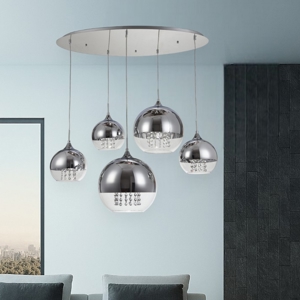 Maytoni fermi lampadario moderno 5 luci con portalampada sferici