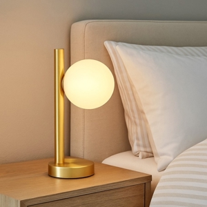 Pomi miloox lampada da comodino moderna oro vetro bianco