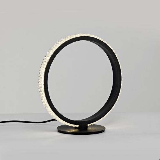 Abat-jour led lampada da comodino cerchio moderna nera