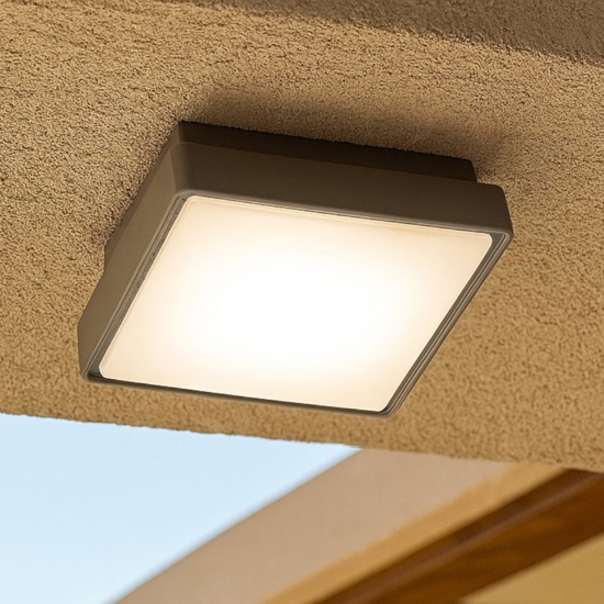 Plafoniera da esterno grigio 22cm quadrata ondaluce
