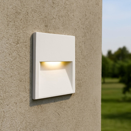 Segnapasso bianco da esterno per incasso a parete led 8w 4000k