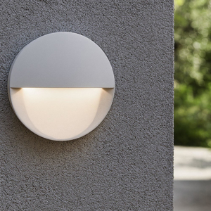 Segnapasso led per esterno bianco rotondo da incasso a parete