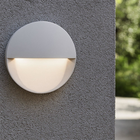Segnapasso led per esterno bianco rotondo da incasso a parete