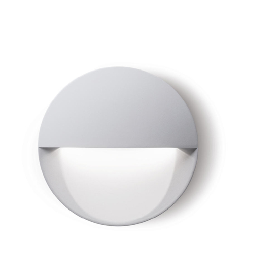 Segnapasso led per esterno bianco rotondo da incasso a parete