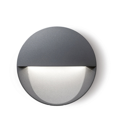 Segnapasso rotondo per esterno led 8w 4000k da incasso a parete grafite