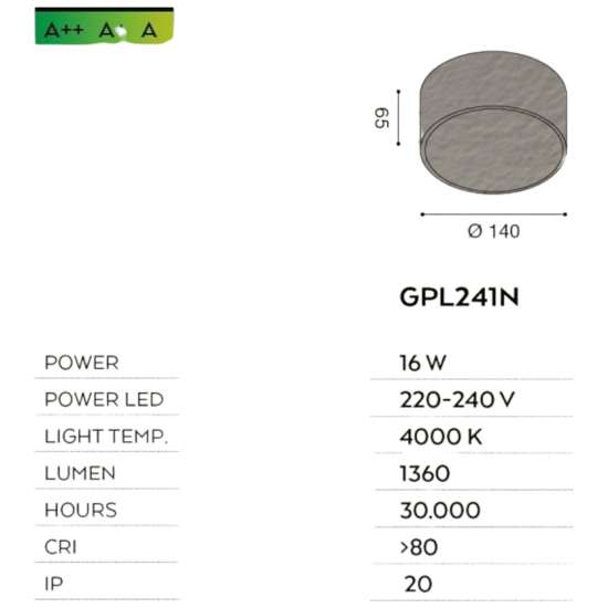 Plafoniera gea luce cloe 16w 4000k bianca per cucina