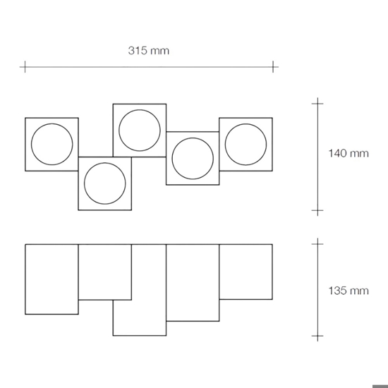 Plafoniera bianca per cucina cubi in gesso design minimal fp