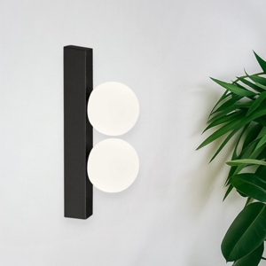 Ideal lux ping pong ap2 applique led 3000k nera due luci bocce vetro