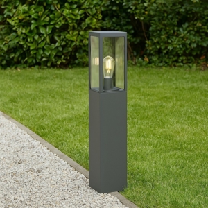 Lampione da giardino squadrato antracite diffusore in vetro